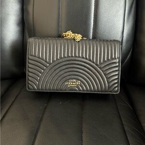 Coach Black Quilted Leather Wristlet Clutch